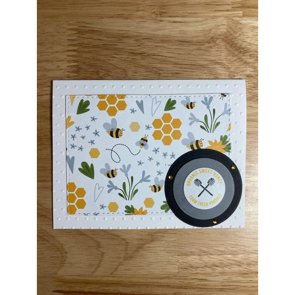 Bee & Flowers Greeting Card – Handmade A2 Card – All Occasion Blank Card